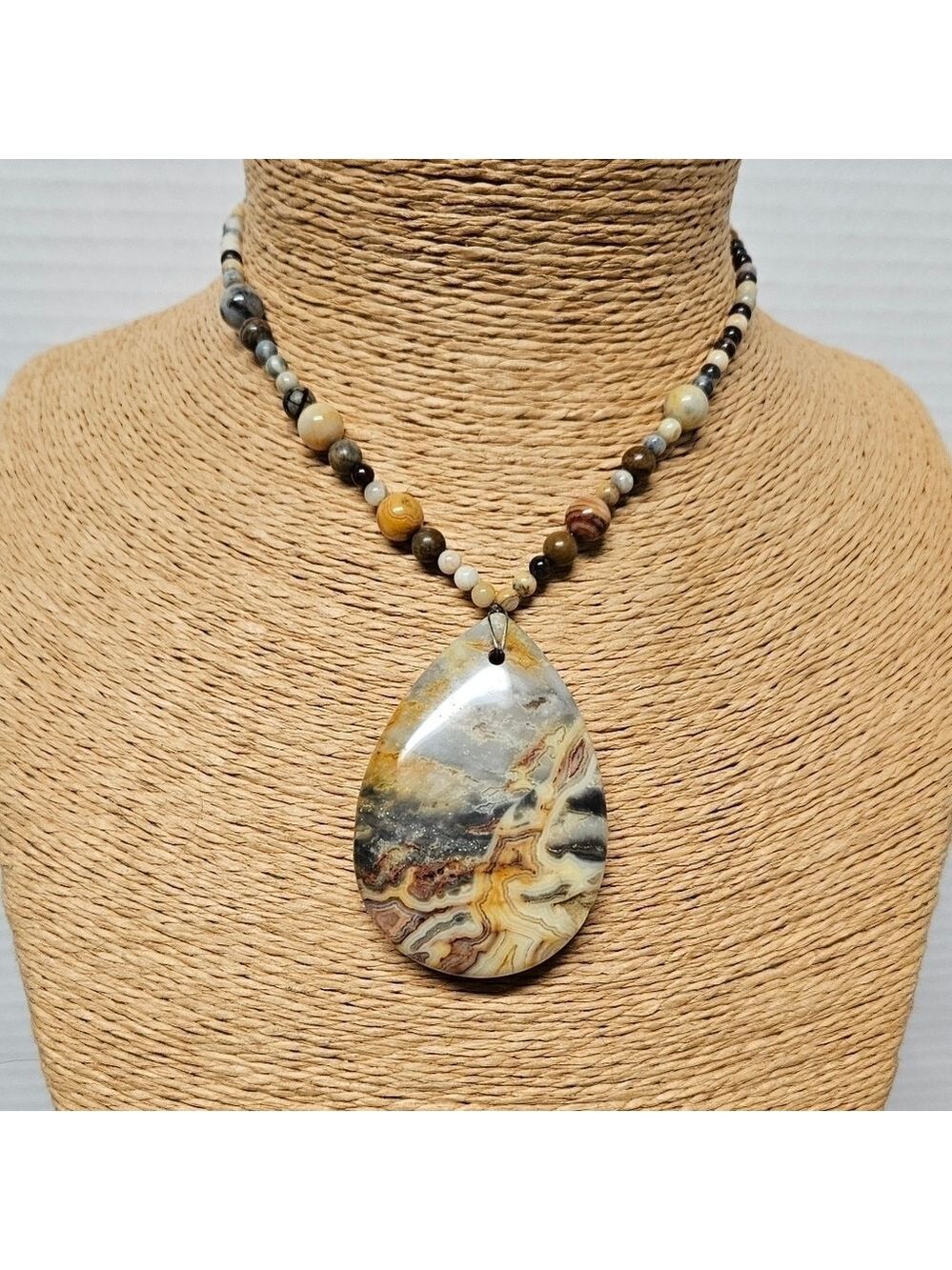 Crazy Lace Agate Pendant Necklace